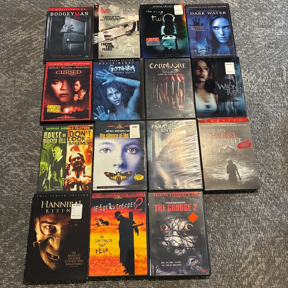 Horror DVD Movie Lot of 15 Silence of the Lambs Grudge 2 Wrong Turn 2 are Sealed
